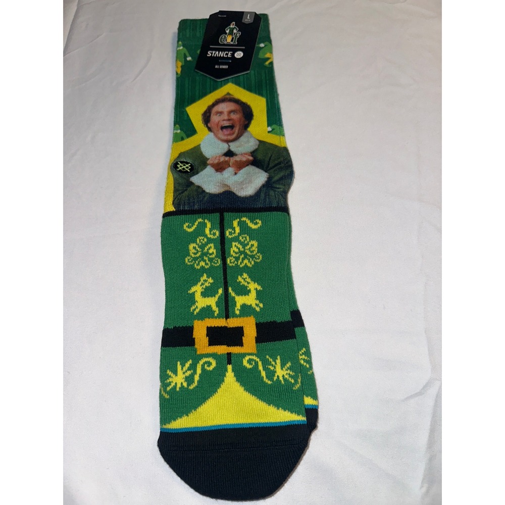 Stance Elf I Know Him Buddy the Elf Crew Socks Green U558D19IKN Mens L 9-12 NWT